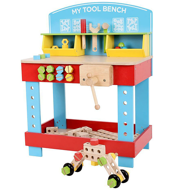 Bigjigs Toys Children's My Wooden Tool Bench with Toy Tools