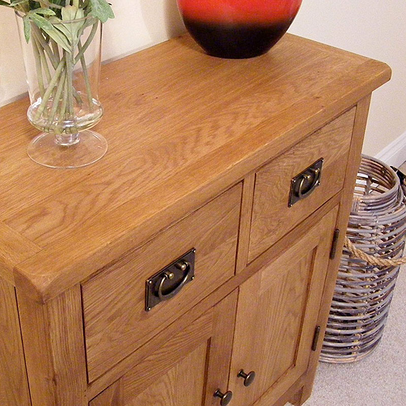 Lanner Oak Mini Sideboard - 2 Drawers and 2 Cupboards - Click Image to Close