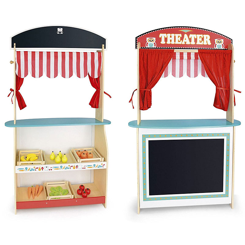 Leomark Wooden Shop and Theatre 2 in 1 Play Set